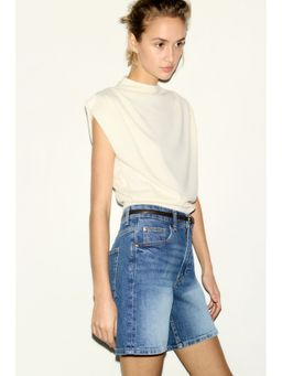 H&M - Women Blue High-Waisted Denim Shorts