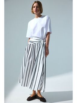 H&M - Women White Tie-Detail Poplin Skirt