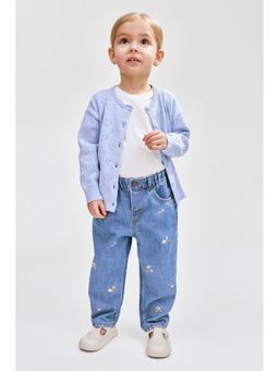 H&M - Girls Blue Embroidery-Detail Jeans