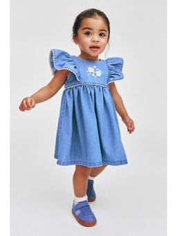 H&M - Girls Blue Embroidery-Detail Denim Dress