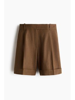 H&M - Women Green Tailored Linen-Blend Shorts