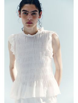 H&M - Women White Smocked Peplum Top
