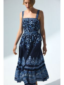 H&M - Women Blue Tie-Strap Cotton Dress
