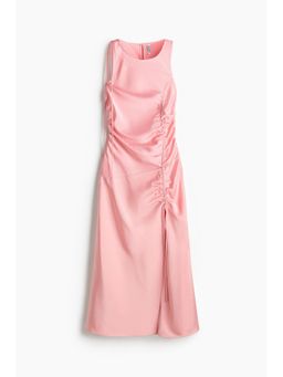 H&M - Women Pink Drawstring-Detail Satin Dress
