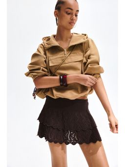 H&M - Women Brown Crochet-Look Tiered Skirt