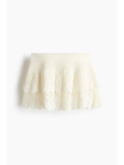 H&M - Women White Crochet-Look Tiered Skirt