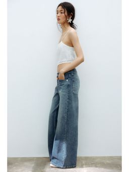 H&M - Women Blue Baggy Wide Low Waist Jeans