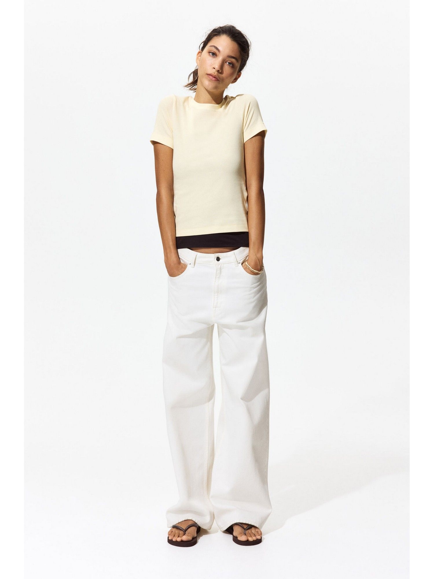 h&m Women Yellow Cotton T-Shirt-picture-23
