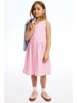 H&M - Girls Pink Patterned Seersucker Dress