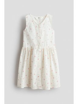 H&M - Girls White Patterned Seersucker Dress