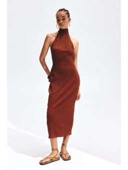 H&M - Women Brown Crinkled Sleeveless Dress