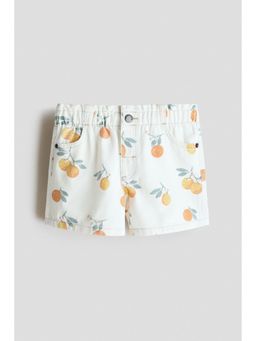 H&M - Girls White Printed Twill Shorts
