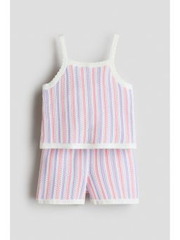 H&M - Girls Pink 2-Piece Textured-Knit Set