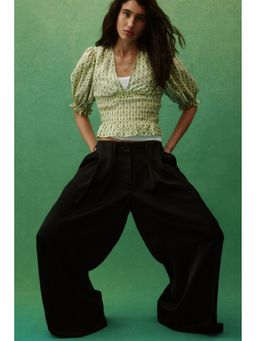 H&M - Women Multi-Color Smocked-Waist Top