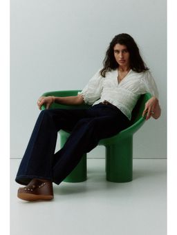 H&M - Women White Smocked-Waist Top