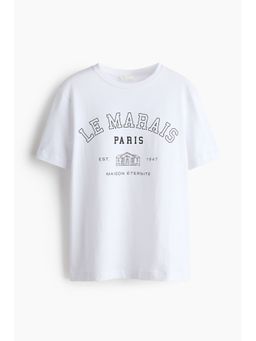 H&M - Women White Printed T-Shirt