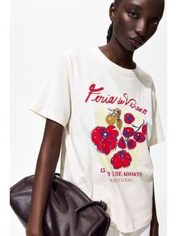 H&M - Women White Printed T-Shirt