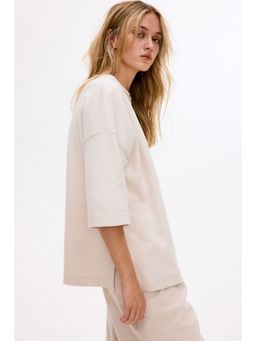 H&M - Women Beige Interlock T-Shirt