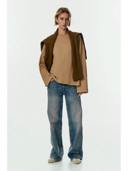 H&M - Women Beige Long-Sleeved Cotton Top