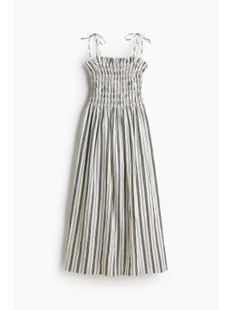 H&M - Women White Smocked-Bodice Tie-Strap Dress