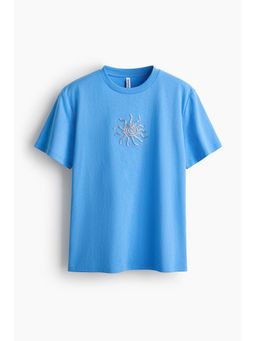 H&M - Women Blue Motif-Detail T-Shirt
