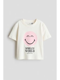 H&M - Girls White Printed T-Shirt