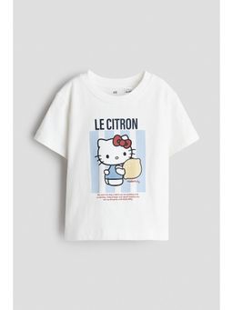 H&M - Girls White Printed T-Shirt