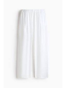 H&M - Women White Wide Linen-Blend Trousers
