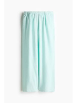 H&M - Women Turquoise Wide Linen-Blend Trousers