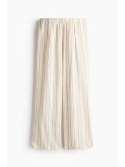 H&M - Women White Wide Linen-Blend Trousers