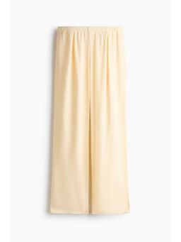 H&M - Women Yellow Wide Linen-Blend Trousers