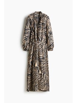 H&M - Women Black Oversized Tie-Belt Dress