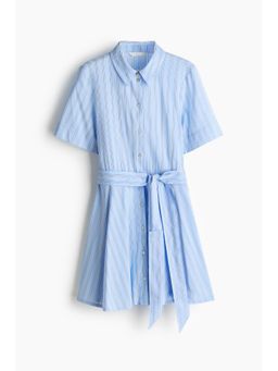 H&M - Women Blue Tie-Belt Shirt Dress