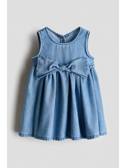 H&M - Girls Blue Bow-Detail Denim Dress