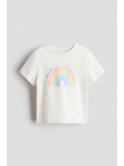 H&M - Girls White Printed T-Shirt