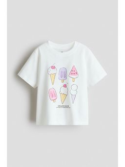 H&M - Girls White Printed T-Shirt