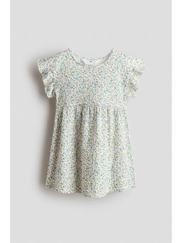 H&M - Girls Multi-Color Flutter-Sleeved Cotton Dress