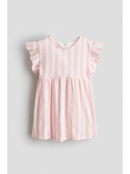H&M - Girls Pink Flutter-Sleeved Cotton Dress