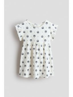 H&M - Girls White Flutter-Sleeved Cotton Dress