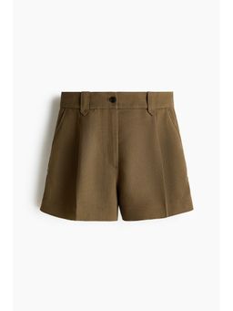 H&M - Women Green Pleat-Front Shorts