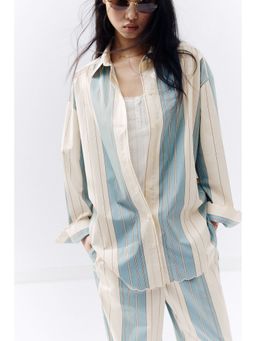 H&M - Women Blue Oversized Poplin Shirt