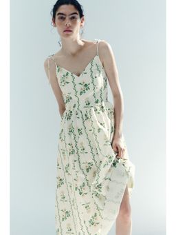 H&M - Women White Flared-Skirt Strappy Dress