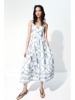 H&M - Women White Flared-Skirt Strappy Dress