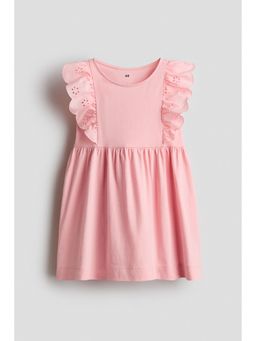 H&M - Girls Pink Flounce-Trimmed Cotton Dress