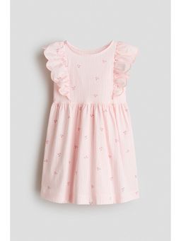 H&M - Girls Pink Flounce-Trimmed Cotton Dress