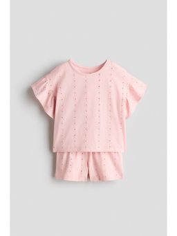 H&M - Girls Pink 2-Piece Broderie Anglaise Set