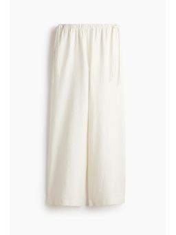 H&M - Women White Linen-Blend Drawstring Pant