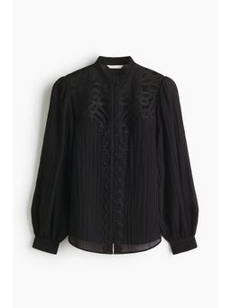 H&M - Women Black Lace-Yoke Top