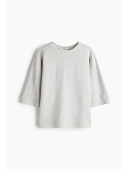 H&M - Women Grey Short-Sleeved Cotton Sweatshirt