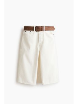 H&M - Women White Belted Denim Bermuda Shorts